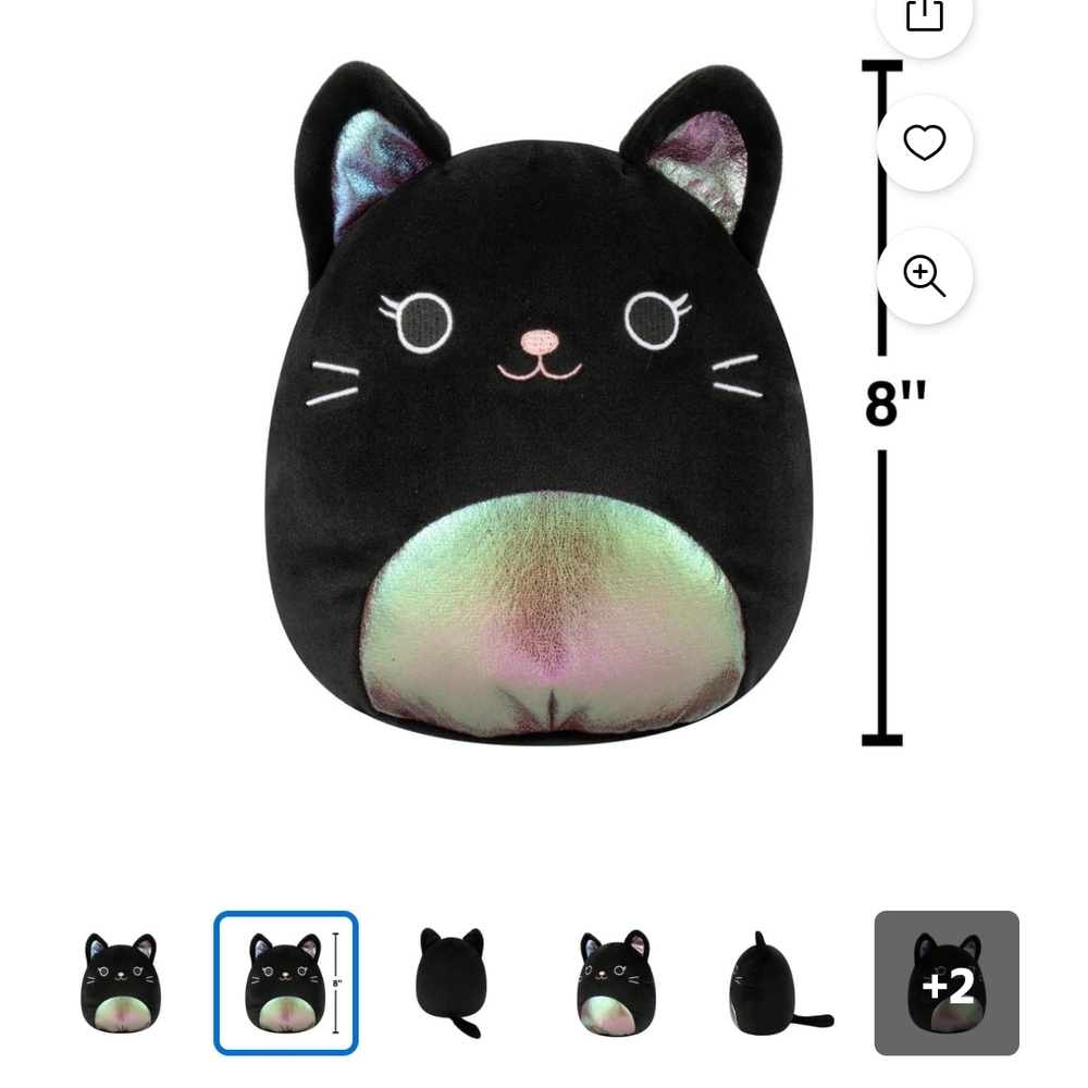 Squishmallows Black Cat Plush with Iridescent Accents